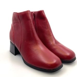 Red Leather Ankle Boots AJ Valenci